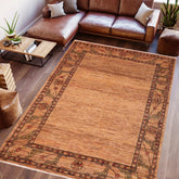 handmade Modern Gabbeh Beige Rust Hand Knotted RECTANGLE 100% WOOL area rug 6  x 8